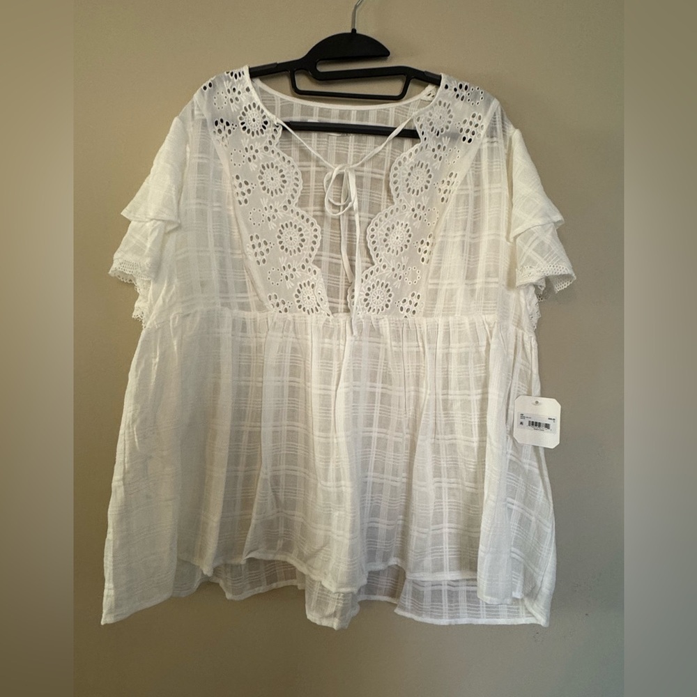 Chic Sheer White Blouse from Altar’d State